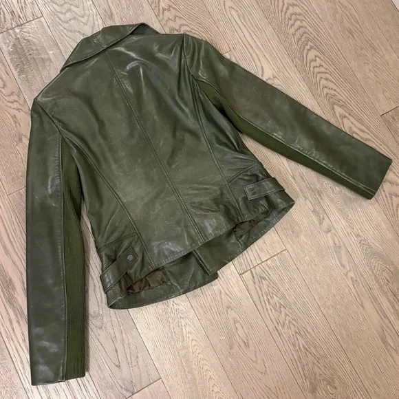 Bernardo Dark Green Leather Jacket - Picture 4 of 6